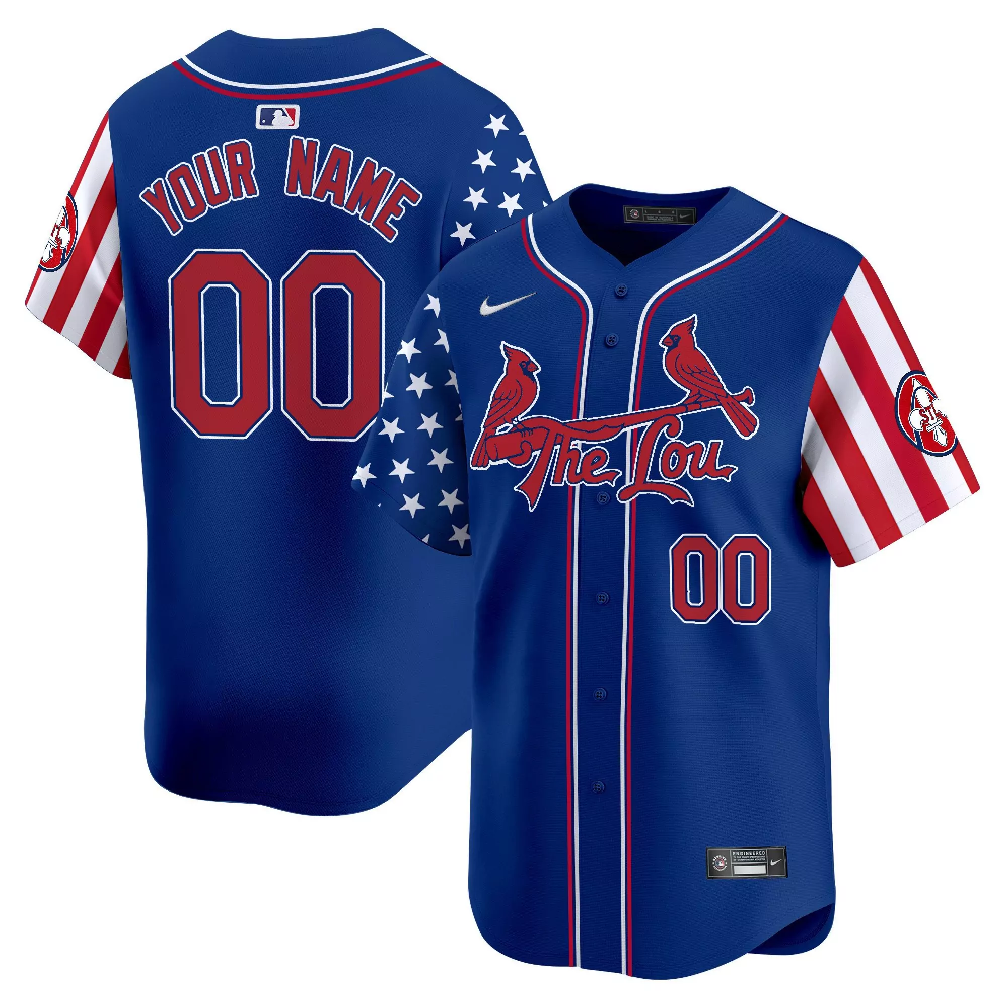 royal men st louis cardinals 2024 independence day vapor premier limited custom jersey all stitched