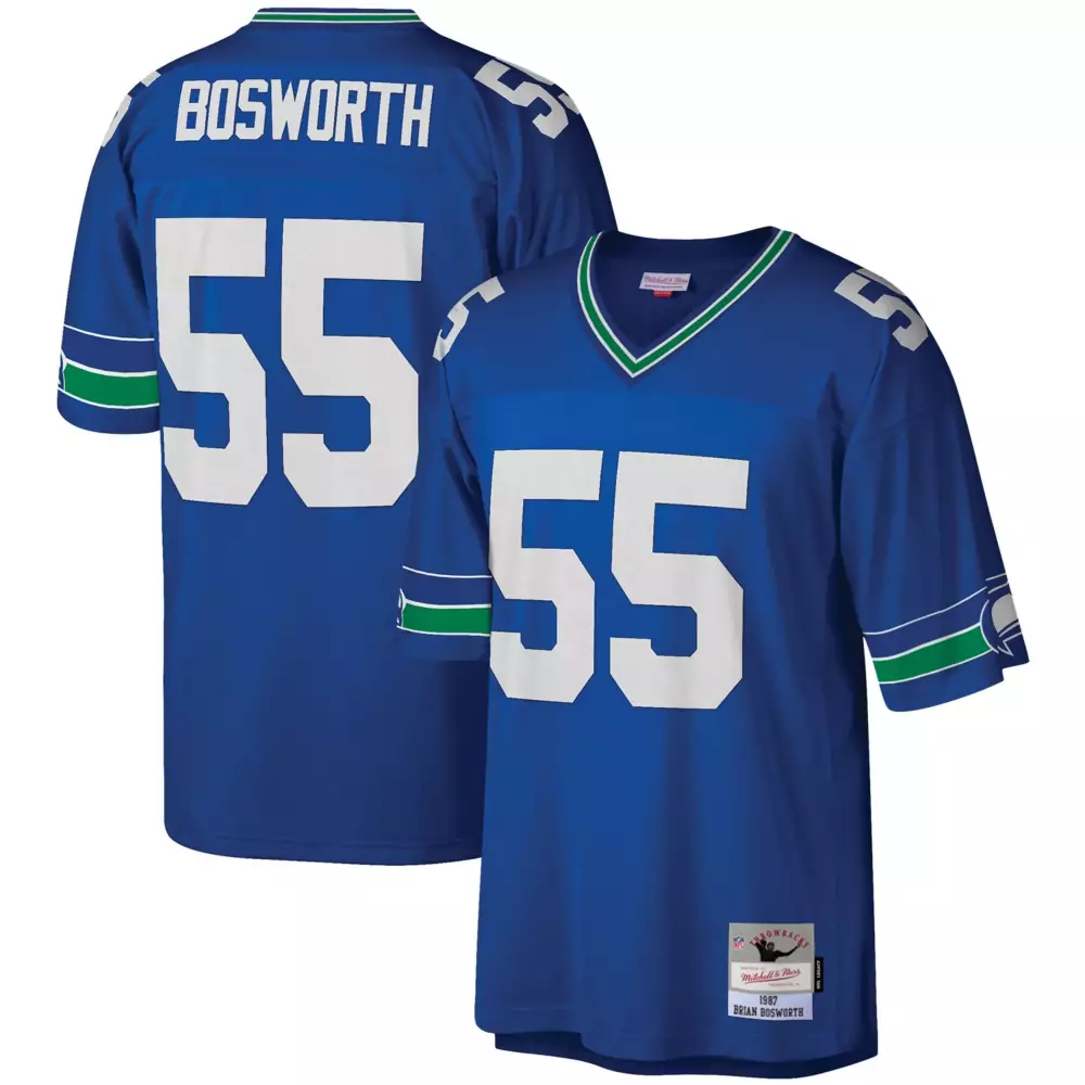 Brian Bosworth Seattle Seahawks Royal Throwback Game Jersey | Retired Player Fan Gear | For Men, Women & Youth