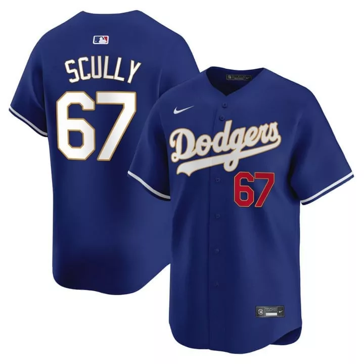 Vin Scully Dodgers Gold Trim Vapor Premier Limited Jersey | Royal Style | Perfect Fan Gear for Game Day | For Men, Women & Youth