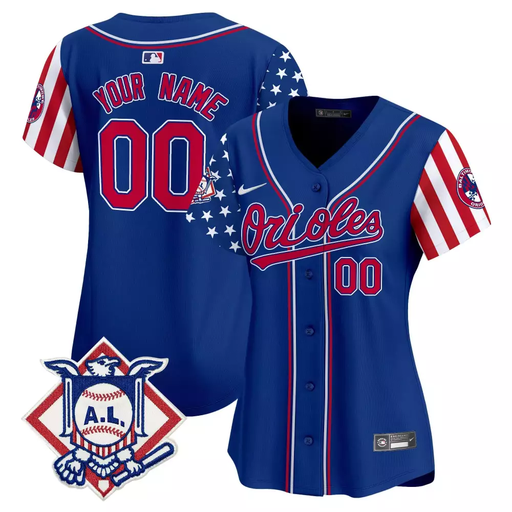 red youth baltimore orioles 2024 independence day vapor premier limited custom jersey all stitched