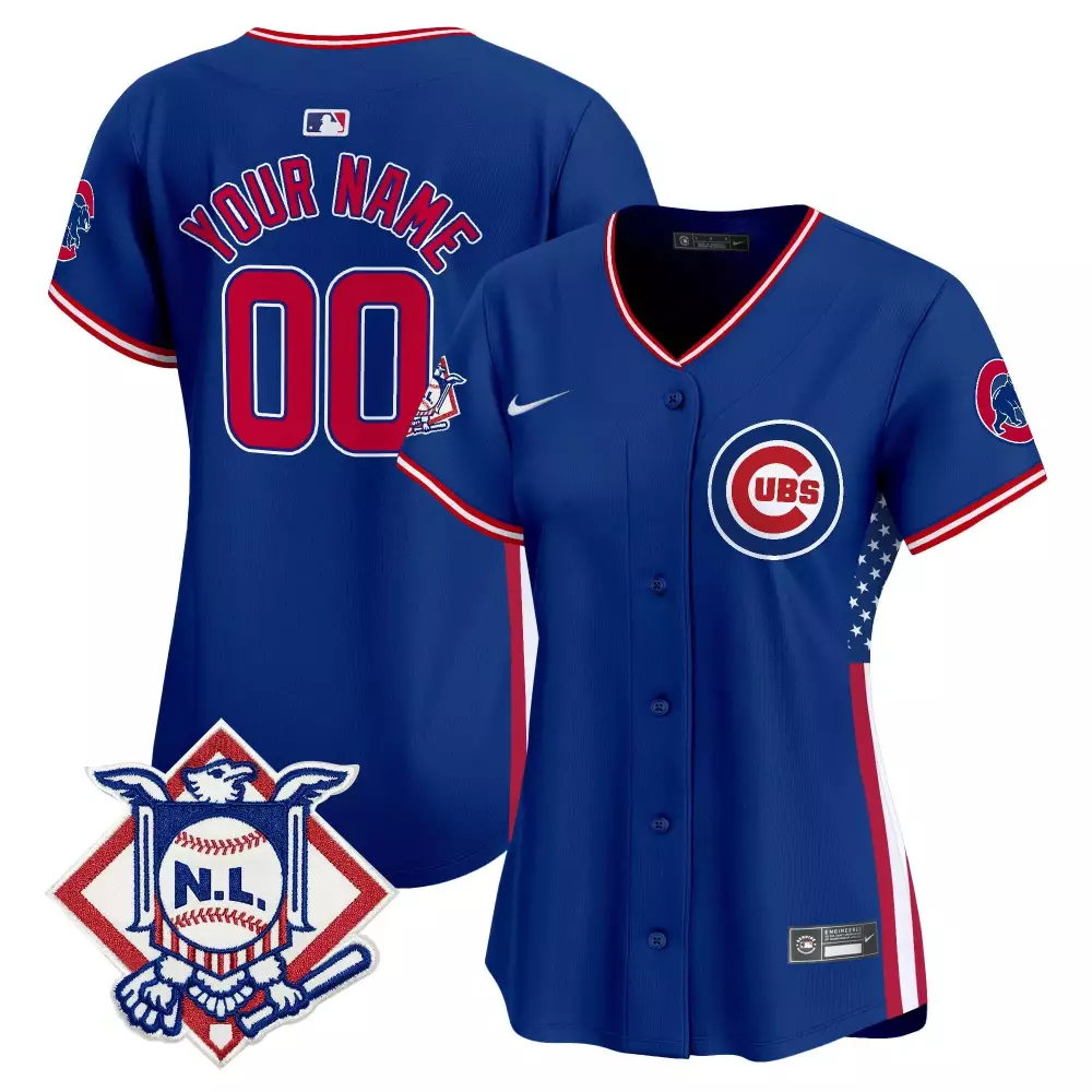 royal women chicago cubs 2024 fourth of july vapor premier limited custom jersey v2 all stitched