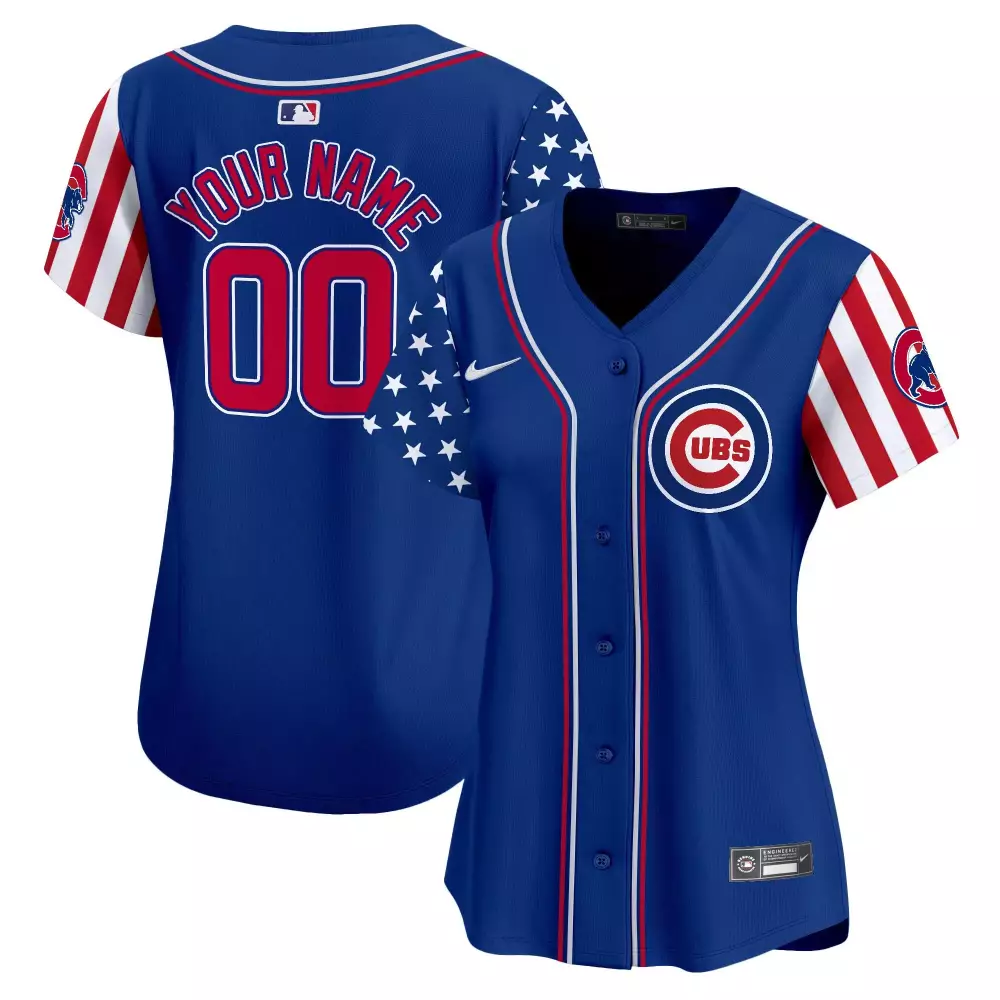 royal women chicago cubs 2024 fourth of july vapor premier limited custom jersey v2 all stitched