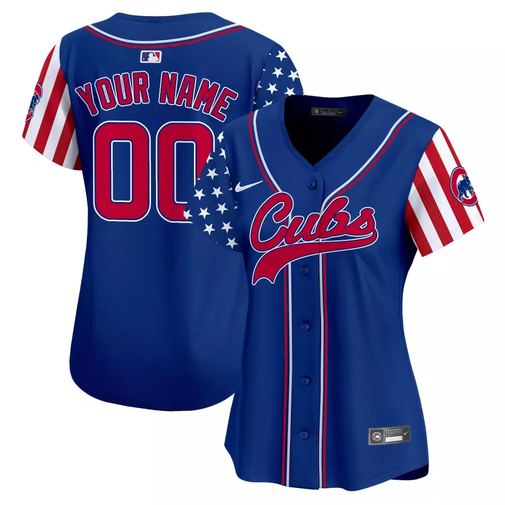 royal women chicago cubs 2024 fourth of july vapor premier limited custom jersey v2 all stitched