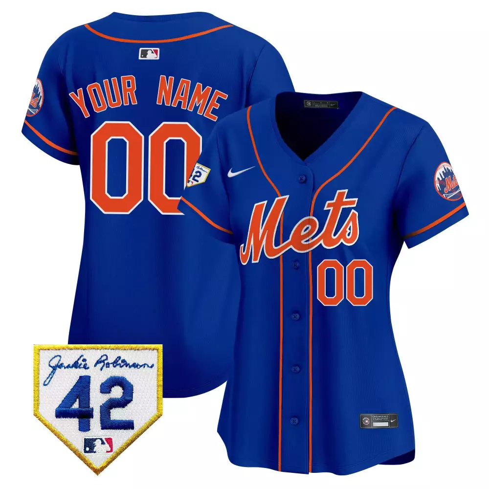 royal women new york mets 2024 jackie robinson patch vapor premier limited custom jersey all stitched