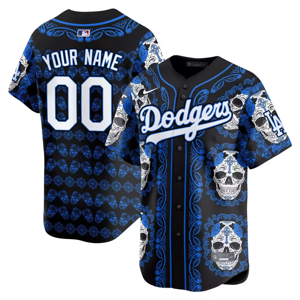 Los Angeles Dodgers Royal Youth Mexico Paisley Sugar Skull Vapor Premier Limited Custom Jersey | For Men, Women & Youth