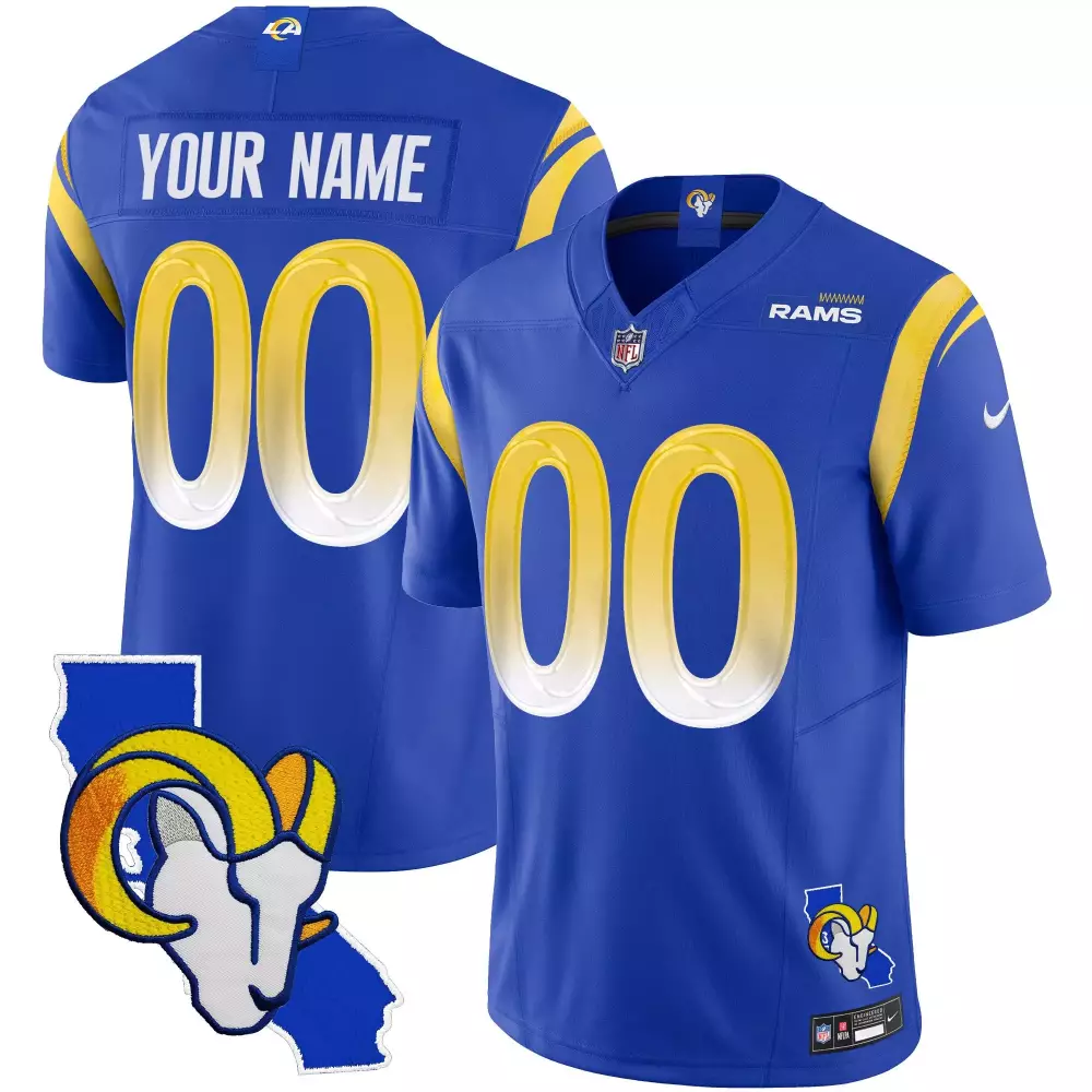 royal youth los angeles rams california patch vapor limited custom jersey all stitched