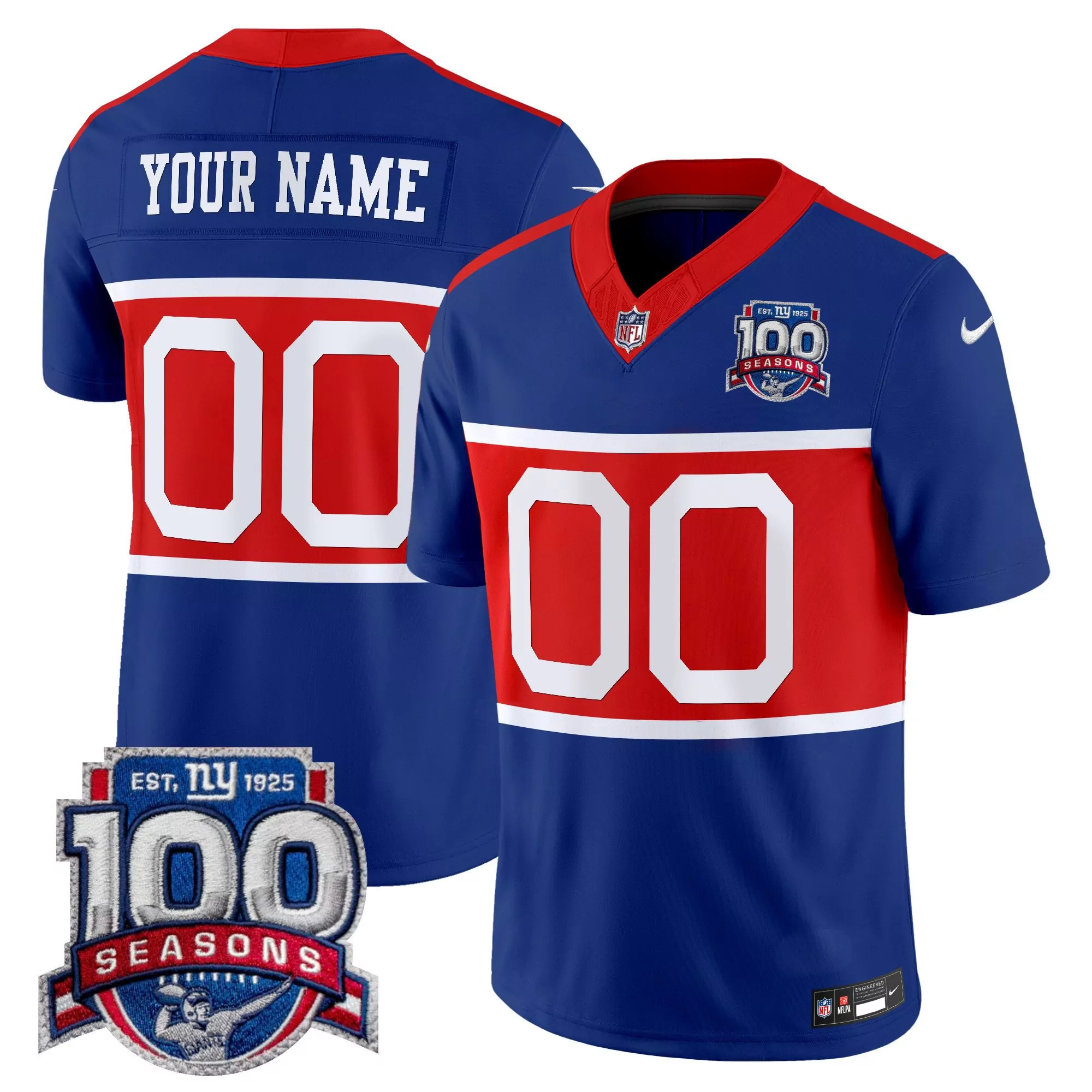 royal youth new york giants century red 100th season commemorative vapor custom jersey all stitched