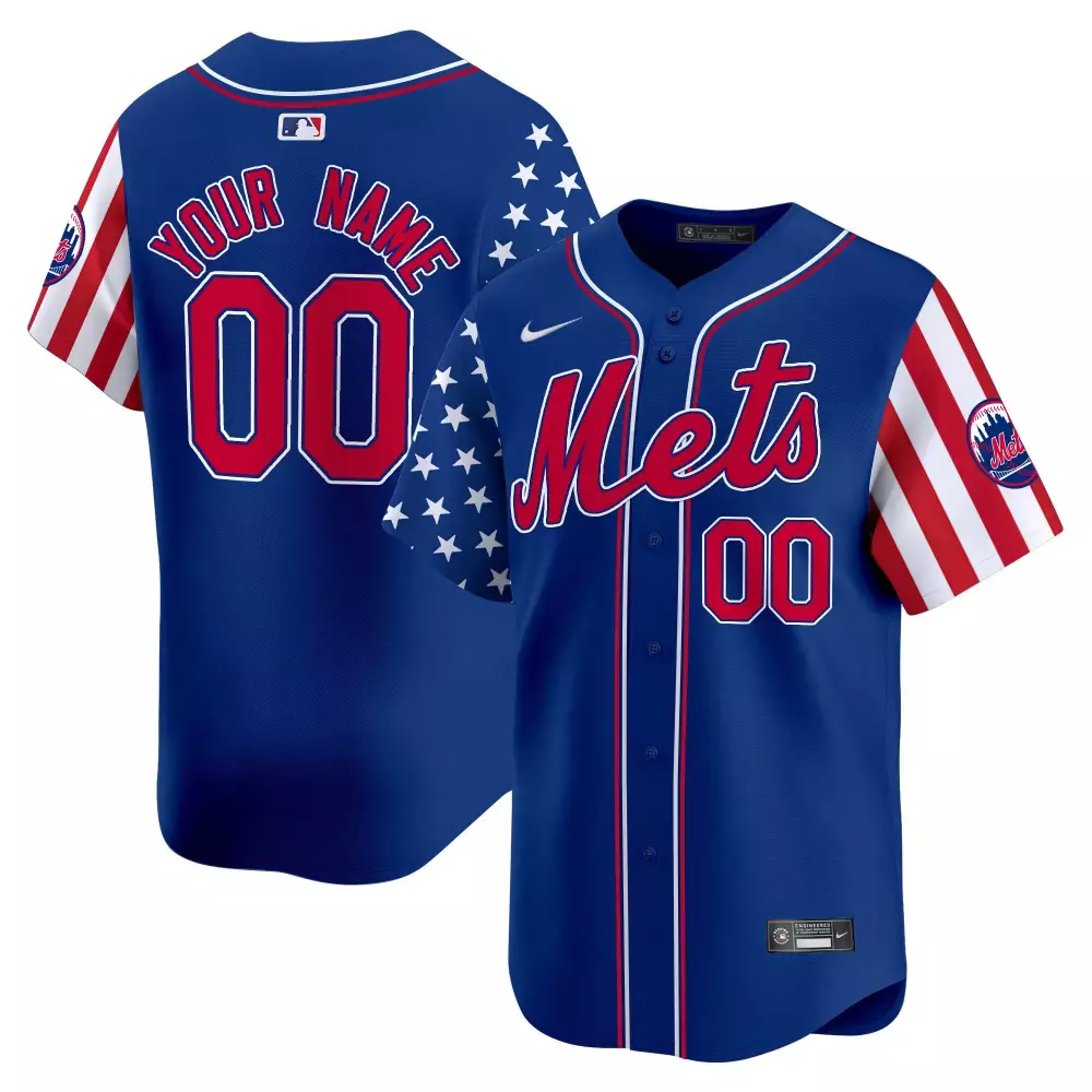 royal youth new york mets 2024 independence day vapor premier limited custom jersey all stitched