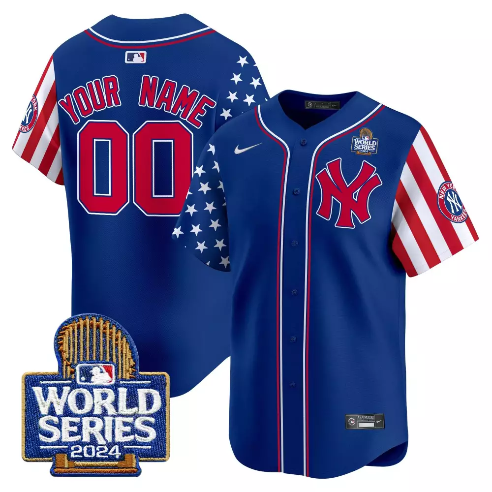 royal youth new york yankees american style 2024 world series vapor premier limited custom jersey all stitched