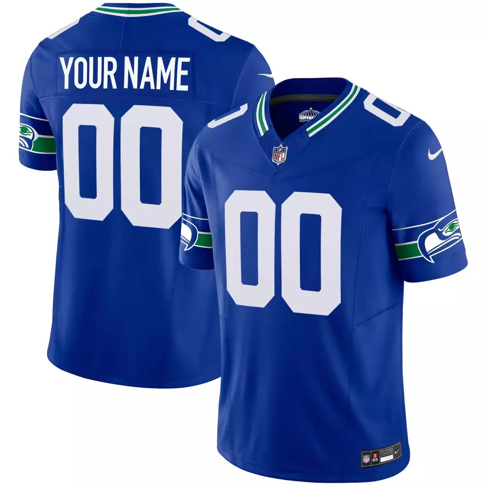 Seattle Seahawks Youth Throwback Gold Custom Jersey V2 | Navy Stitched | Fan Gear for Youth