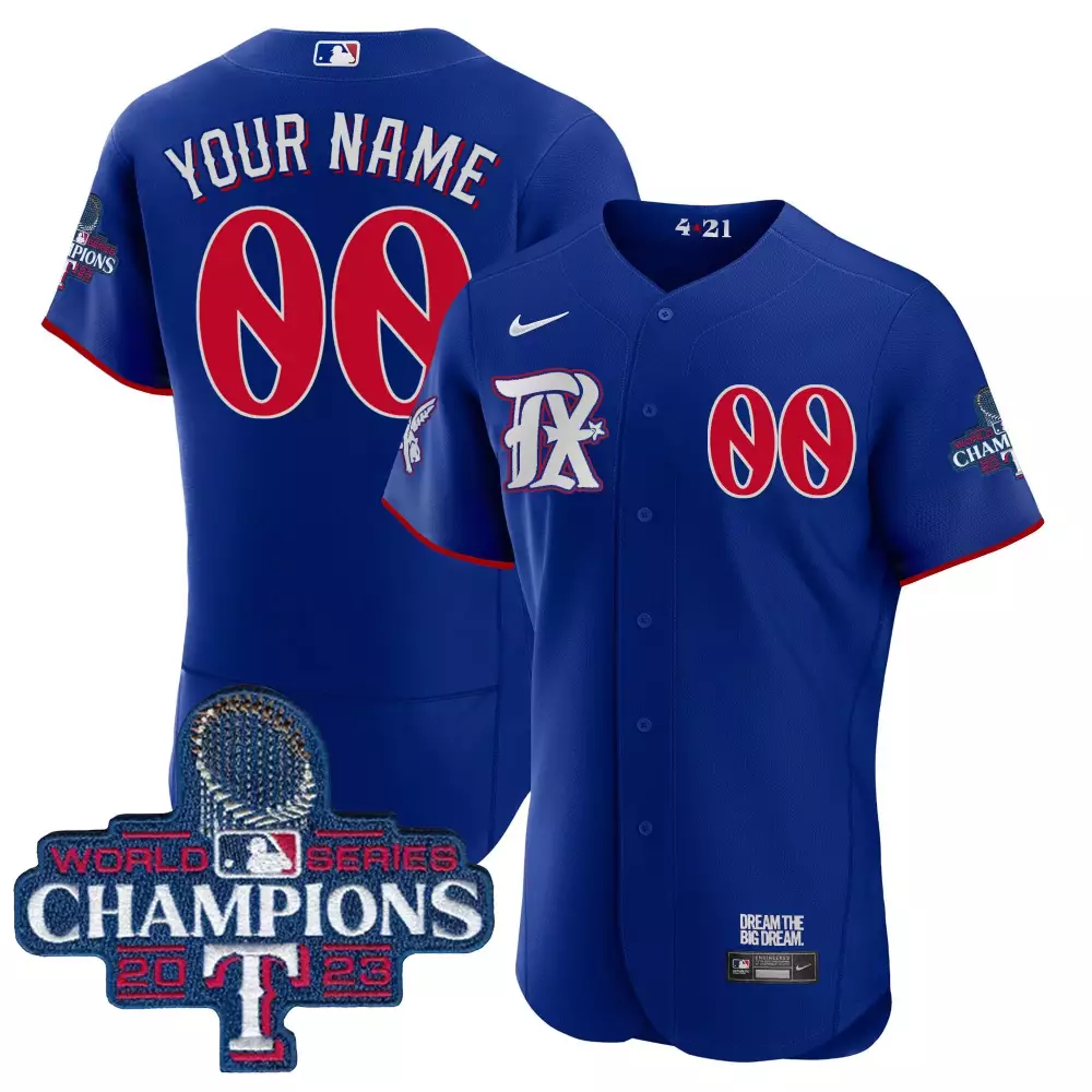 royal women texas rangers 2023 world series champions gold trim vapor premier limited custom jersey v2 all stitched