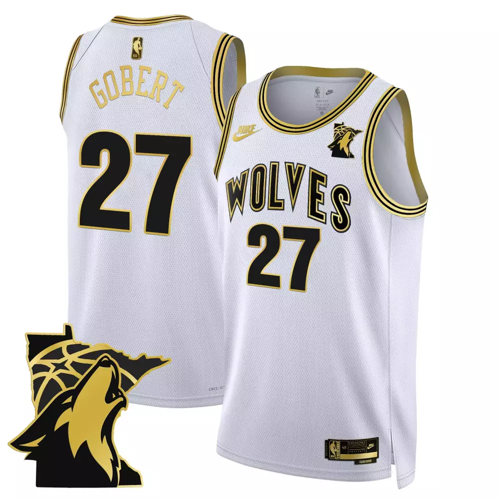 rudy gobert white gold mens minnesota timberwolves swingman jersey v2 minnesota patch all stitched