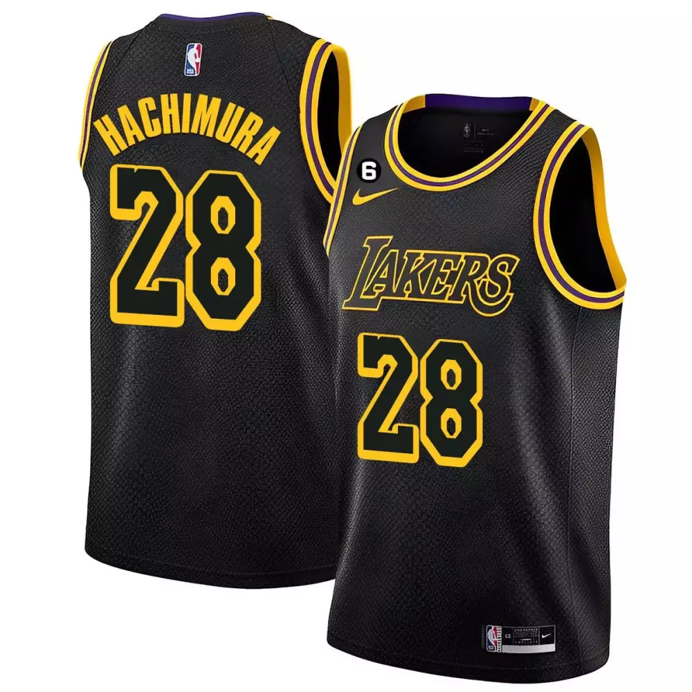 rui hachimura association mens los angeles lakers kobe bryant patch swingman jersey all stitched