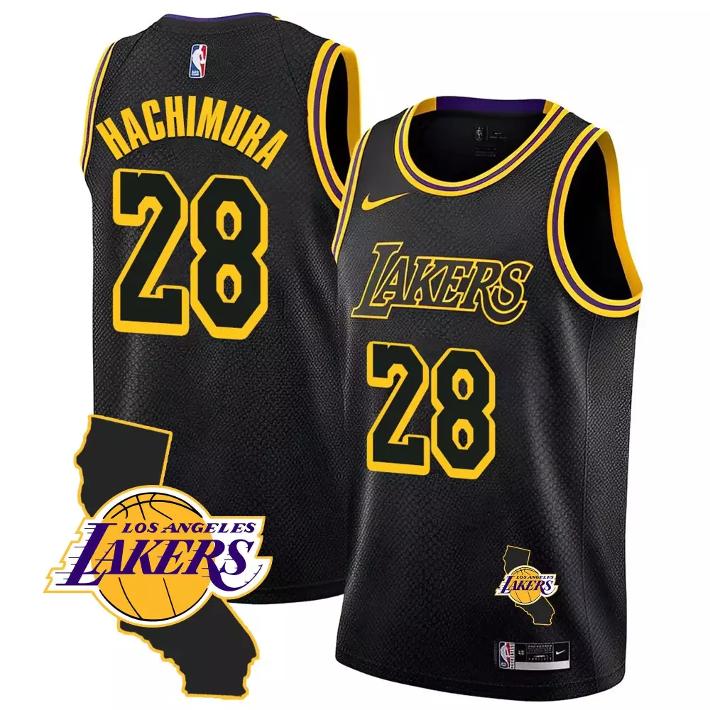 rui hachimura association mens los angeles lakers kobe bryant patch swingman jersey all stitched