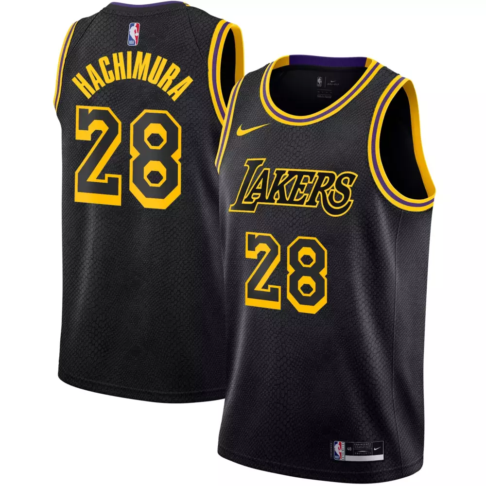 rui hachimura black mamba mens los angeles lakers swingman jersey all stitched