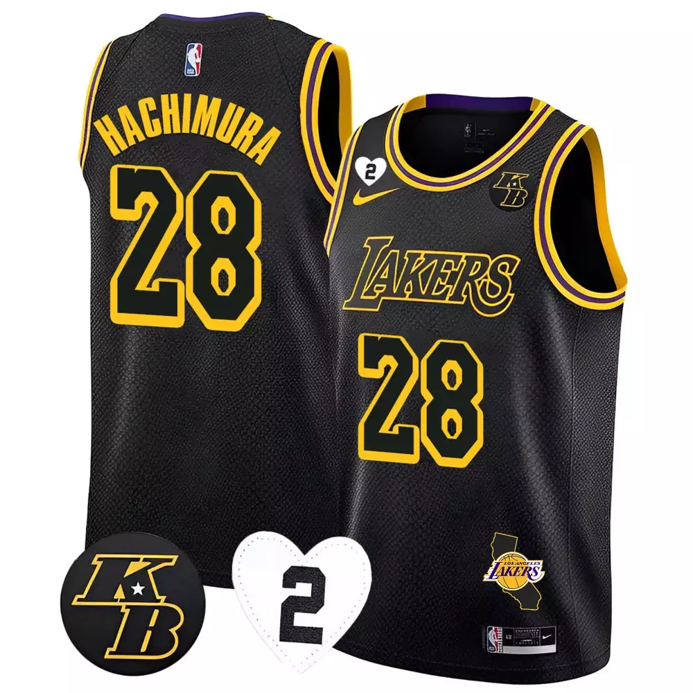 rui hachimura gold mens los angeles lakers cool base mamba jersey all stitched