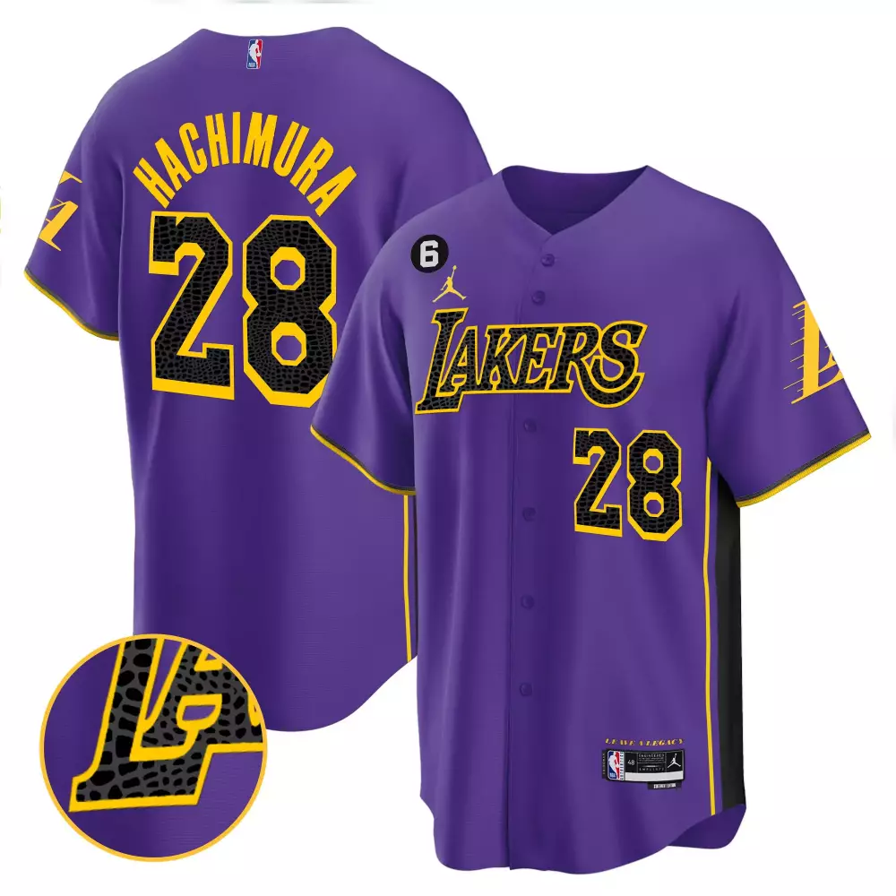 rui hachimura purple mens los angeles lakers california patch jersey all stitched