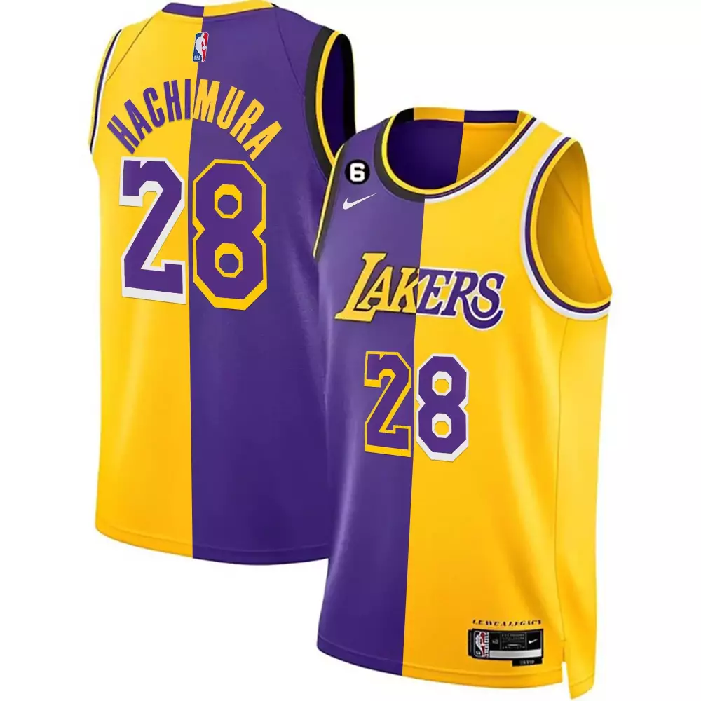 rui hachimura purple mens los angeles lakers california patch jersey all stitched