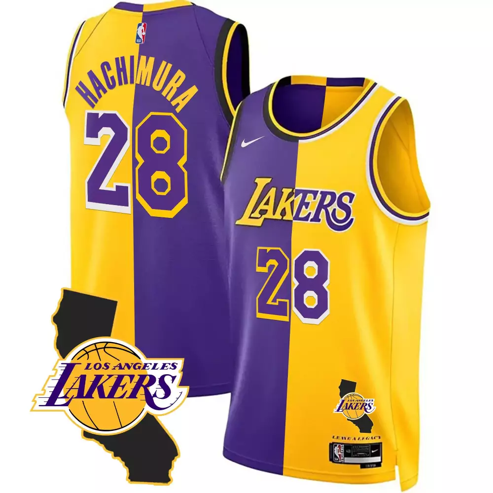 rui hachimura purple mens los angeles lakers california patch jersey all stitched