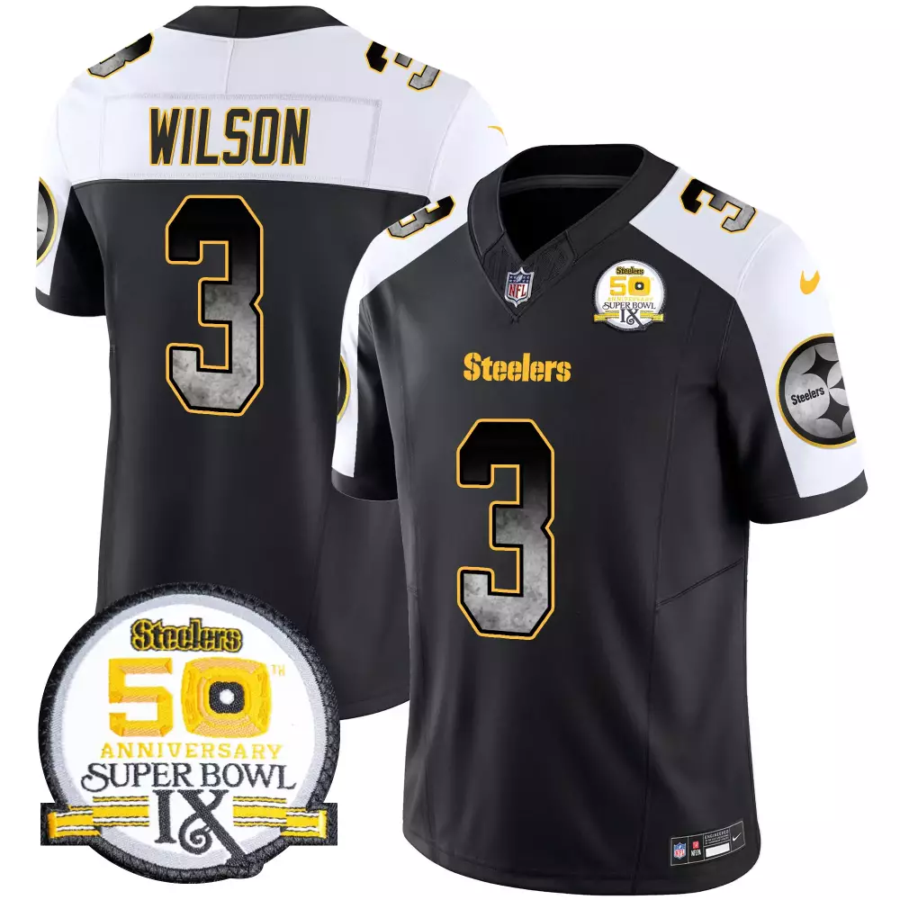 Russell Wilson Alternate Men's Pittsburgh Steelers Arch Smoke 50th Anniversary Vapor Limited Jersey | For Men, Women & Youth