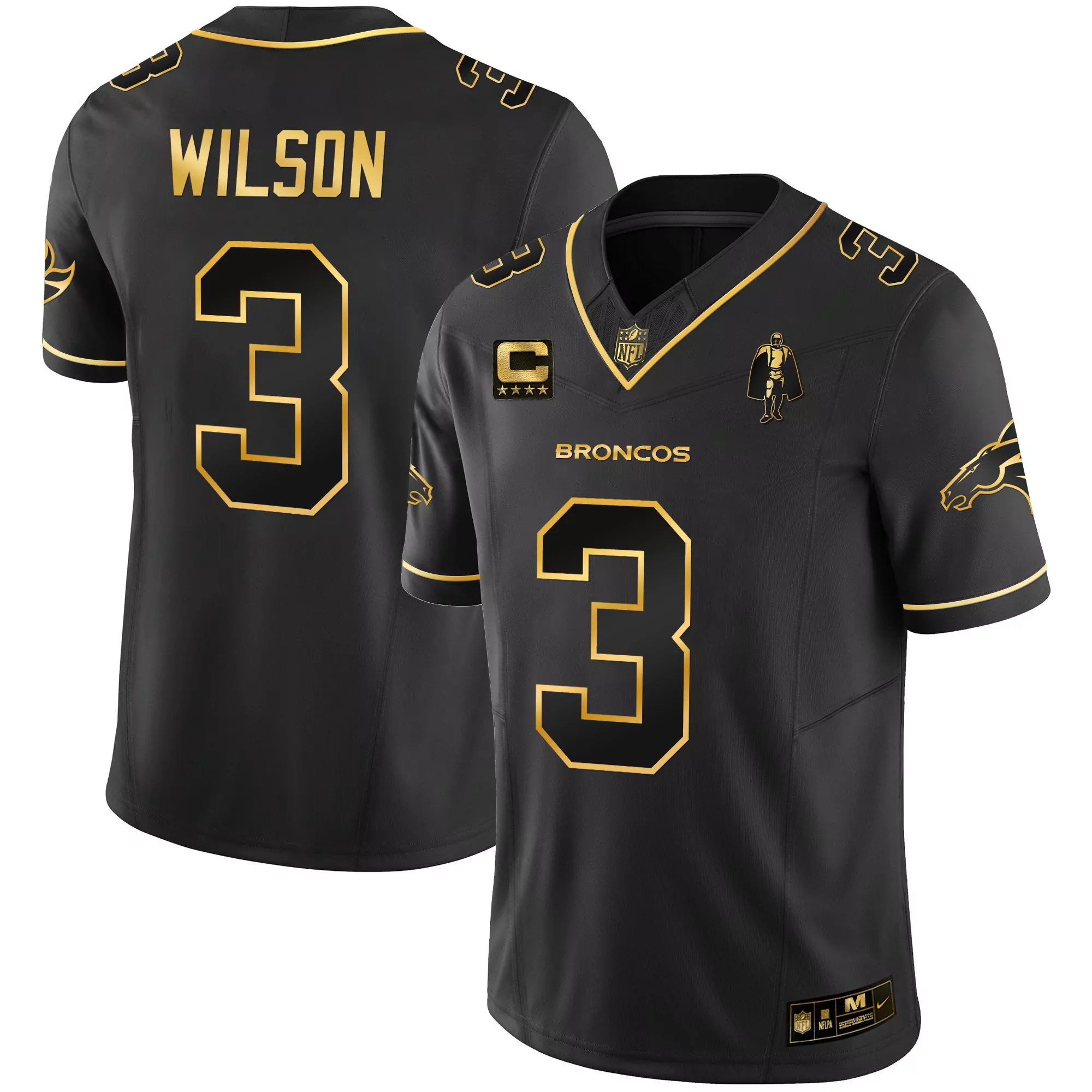 russell wilson black gold mens denver broncos gold vapor limited jersey all stitched
