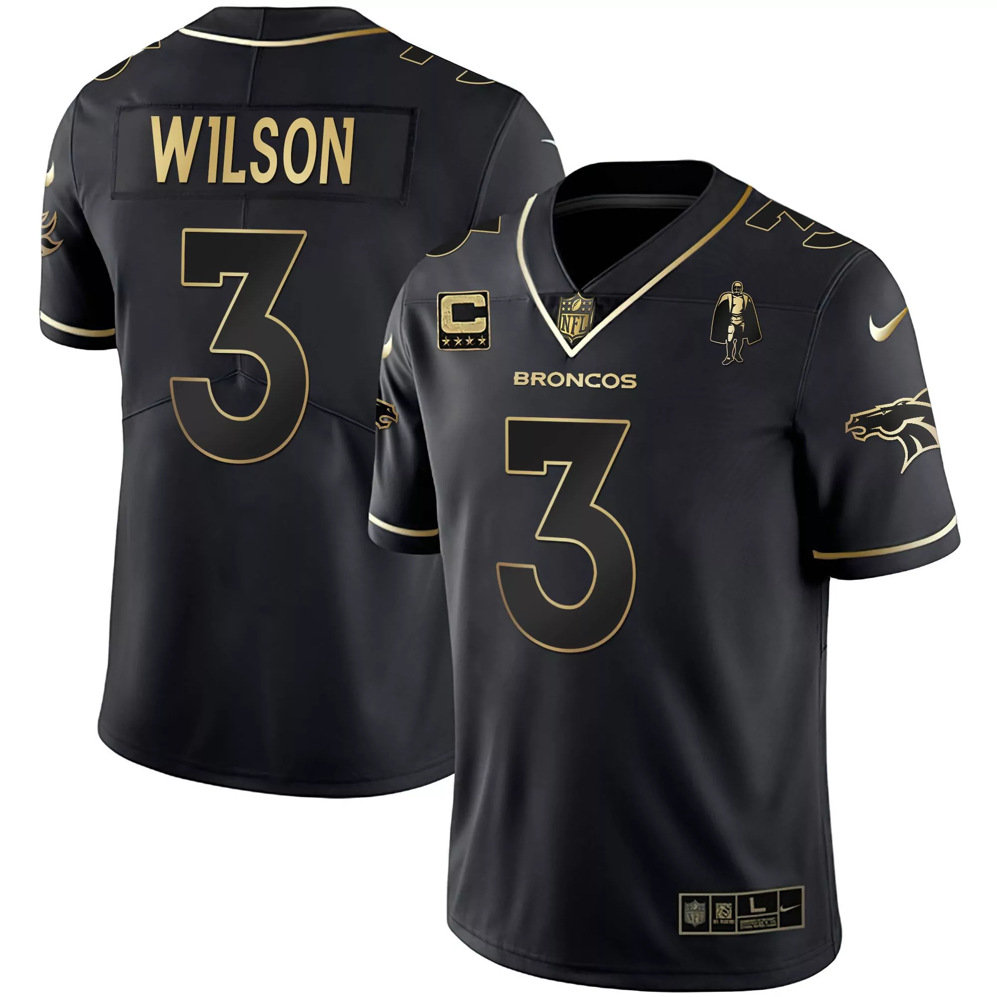 russell wilson black gold mens denver broncos gold vapor limited jersey all stitched