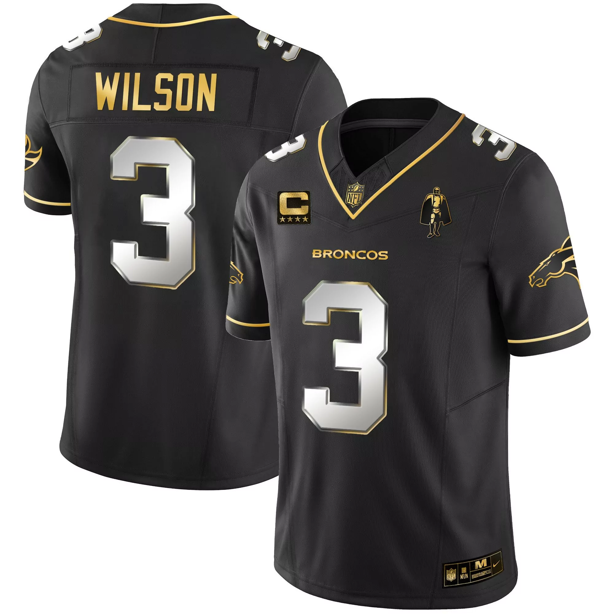 russell wilson black gold mens denver broncos gold vapor limited jersey all stitched