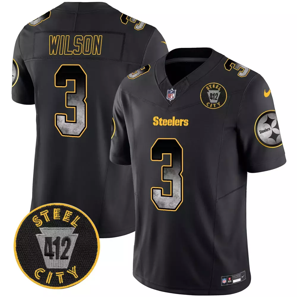 Russell Wilson Pittsburgh Steelers Arch Smoke 412 Vapor Limited Jersey | Black All Stitched | For Men, Women & Youth