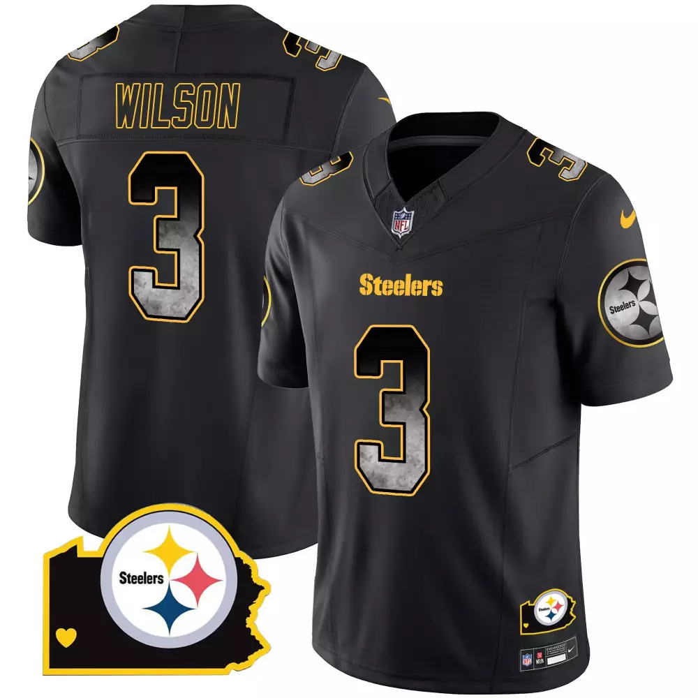 Russell Wilson Pittsburgh Steelers Arch Smoke Home Vapor Jersey | Black All Stitched | For Men, Women & Youth