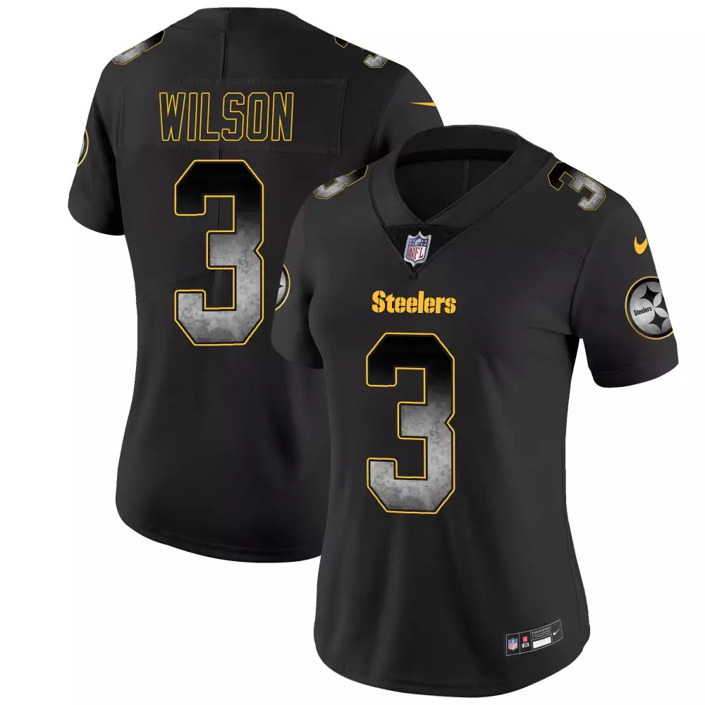 Russell Wilson Pittsburgh Steelers Arch Smoke Vapor Jersey | Black Women's All Stitched | For Women & Youth