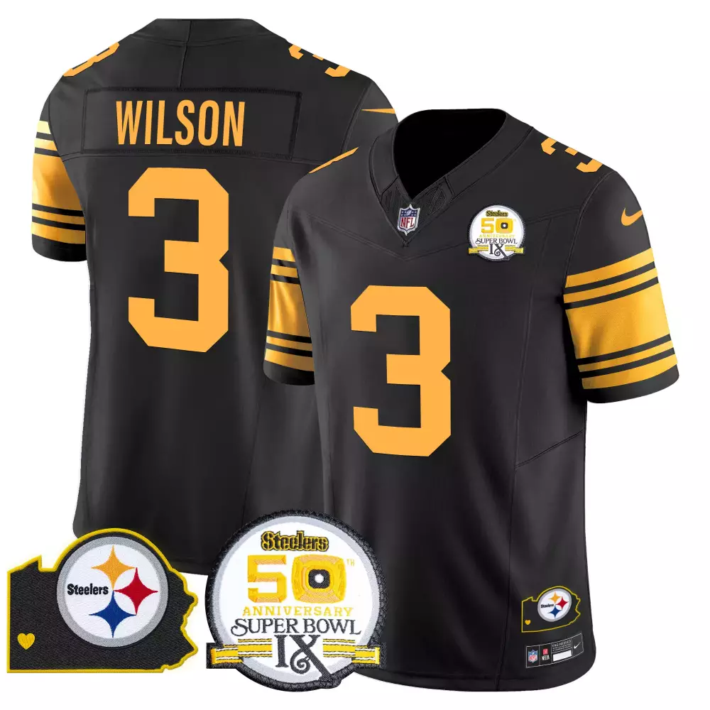 Russell Wilson Pittsburgh Steelers Color Rush 50th Anniversary Jersey | Black Men's Vapor Limited Edition | For Men, Women & Youth