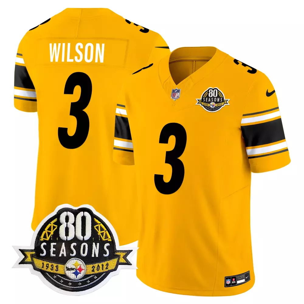 Russell Wilson Pittsburgh Steelers 80th Anniversary Vapor Limited Jersey | Gold Stitched Fan Gear | For Men, Women & Youth