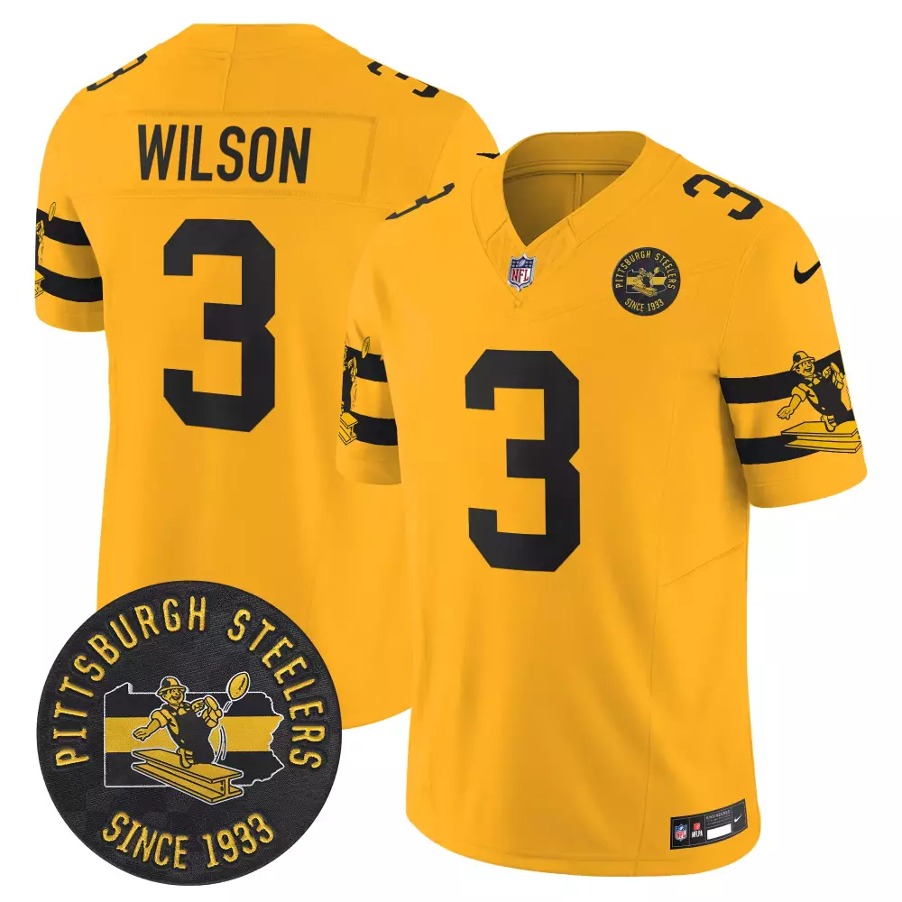 Russell Wilson Pittsburgh Steelers Throwback 1933 Vapor Limited Jersey | Gold Stitched Fan Gear | For Men, Women & Youth