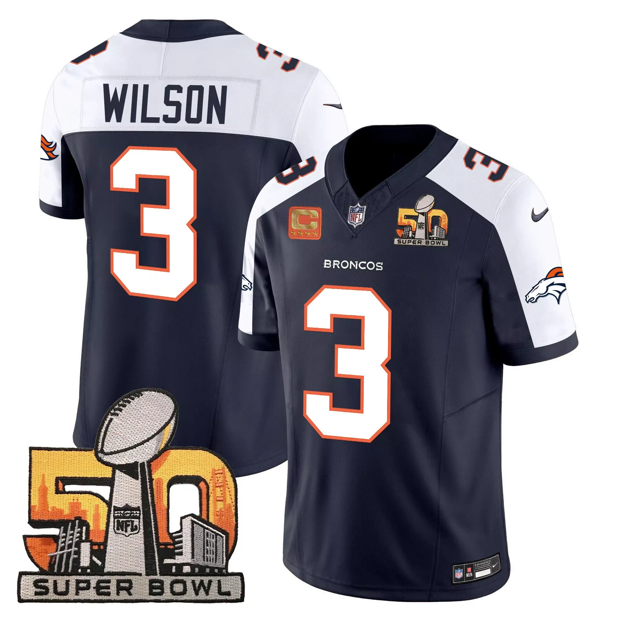 russell wilson black silver womens denver broncos white gold and black gold jersey all stitched