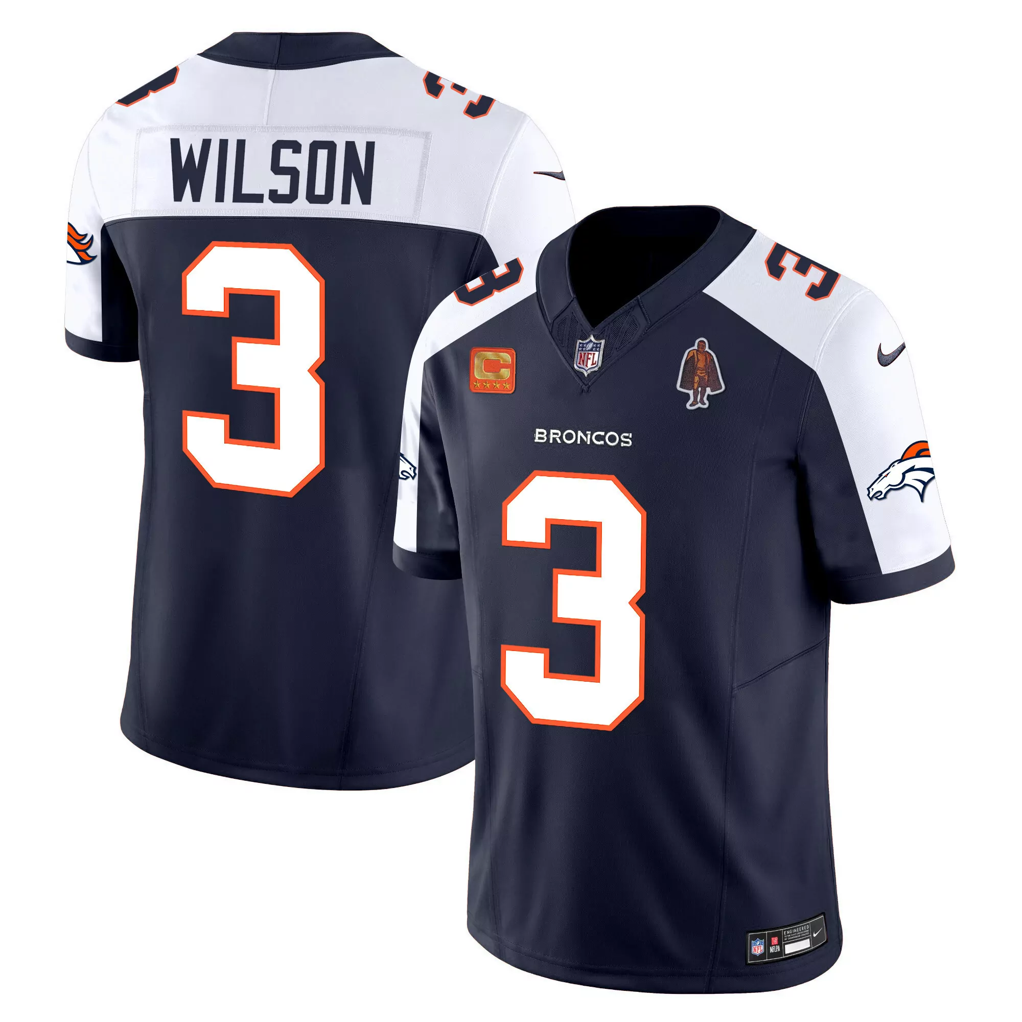 russell wilson black silver womens denver broncos white gold and black gold jersey all stitched