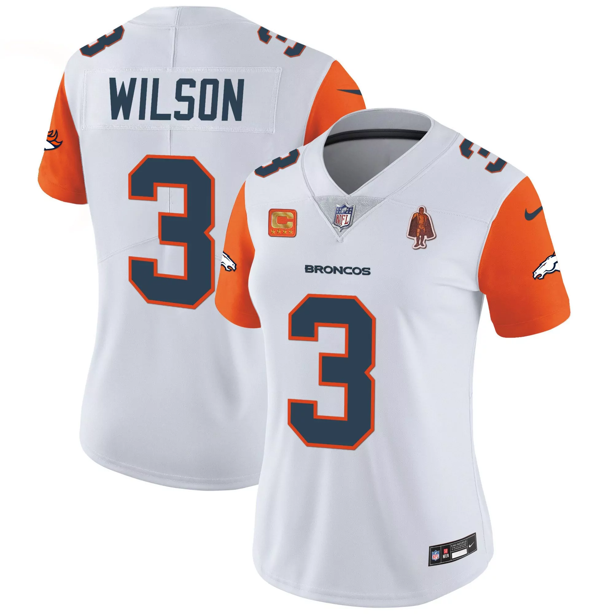 russell wilson orange sleeves womens denver broncos vapor limited jersey all stitched