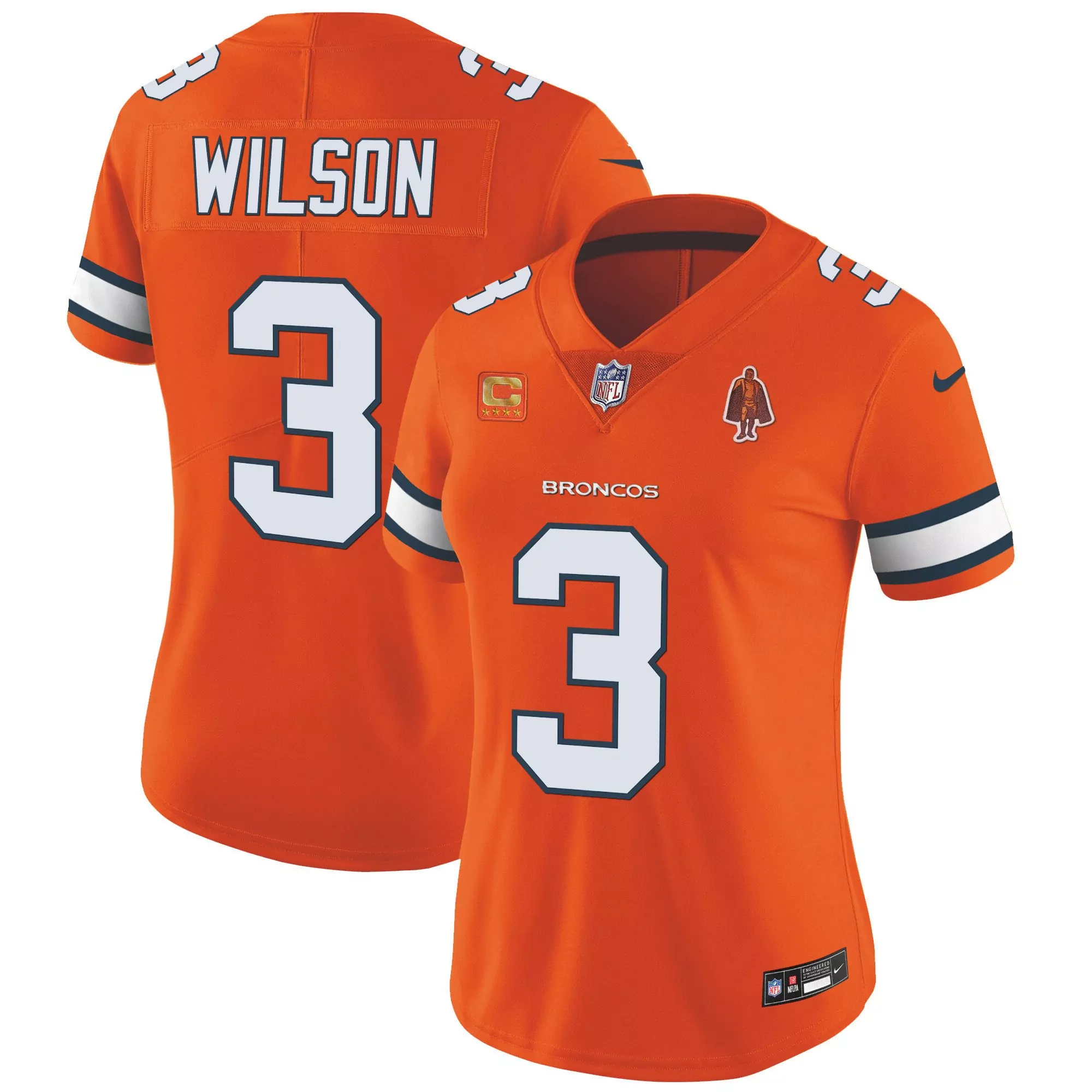 russell wilson orange sleeves womens denver broncos vapor limited jersey all stitched