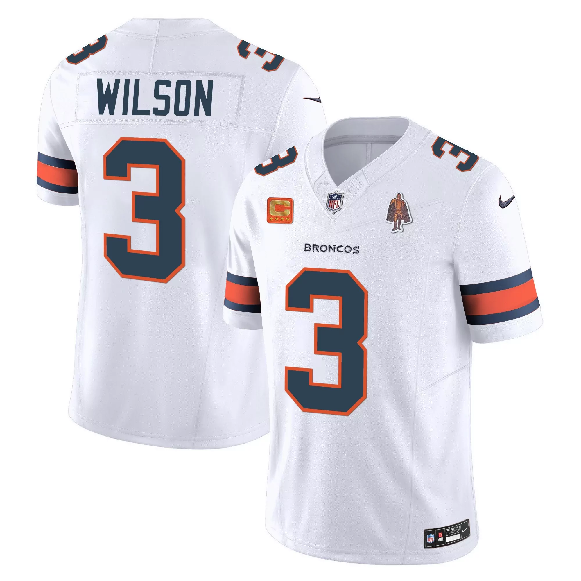 russell wilson white mens denver broncos logo patch limited jersey all stitched