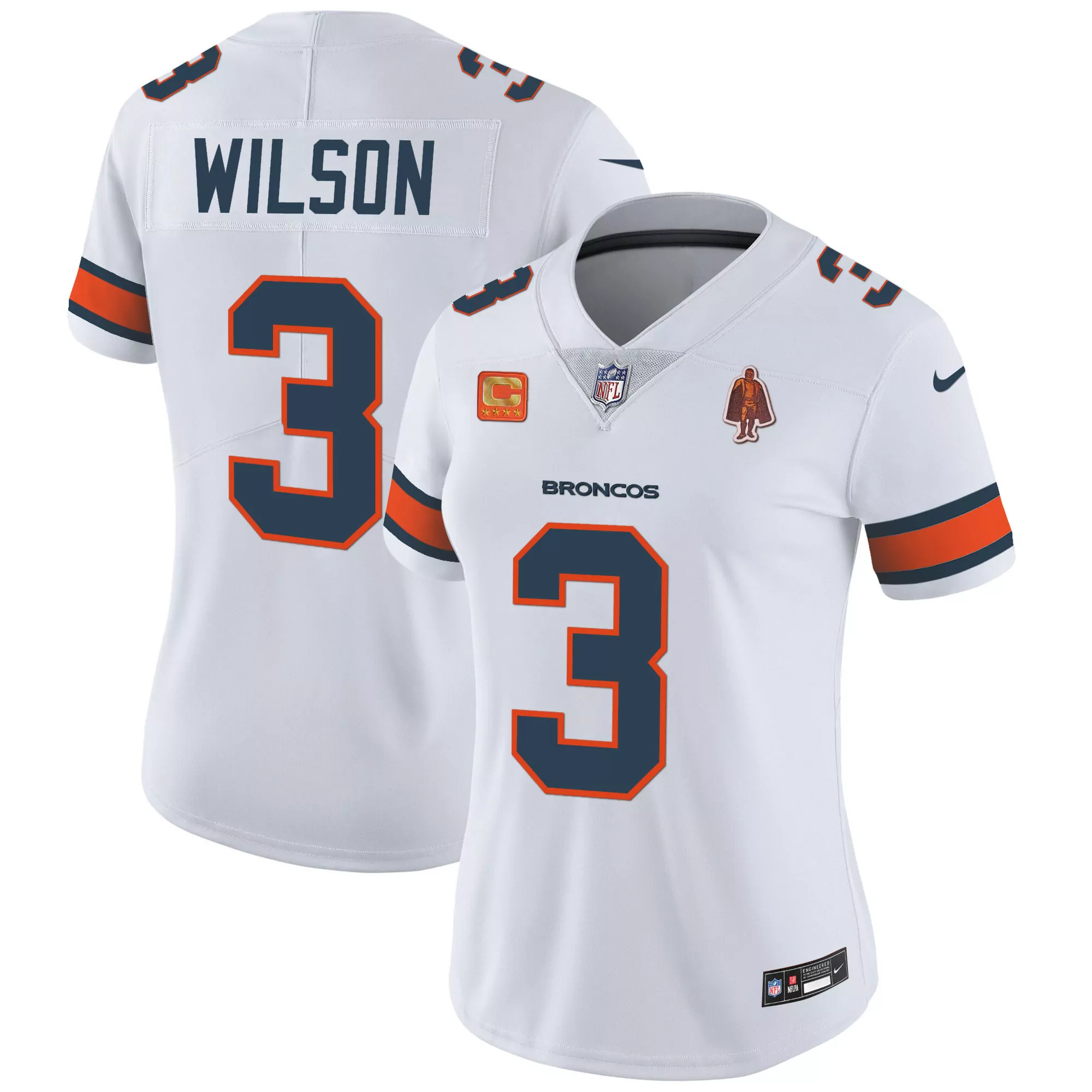 russell wilson white mens denver broncos logo patch limited jersey all stitched