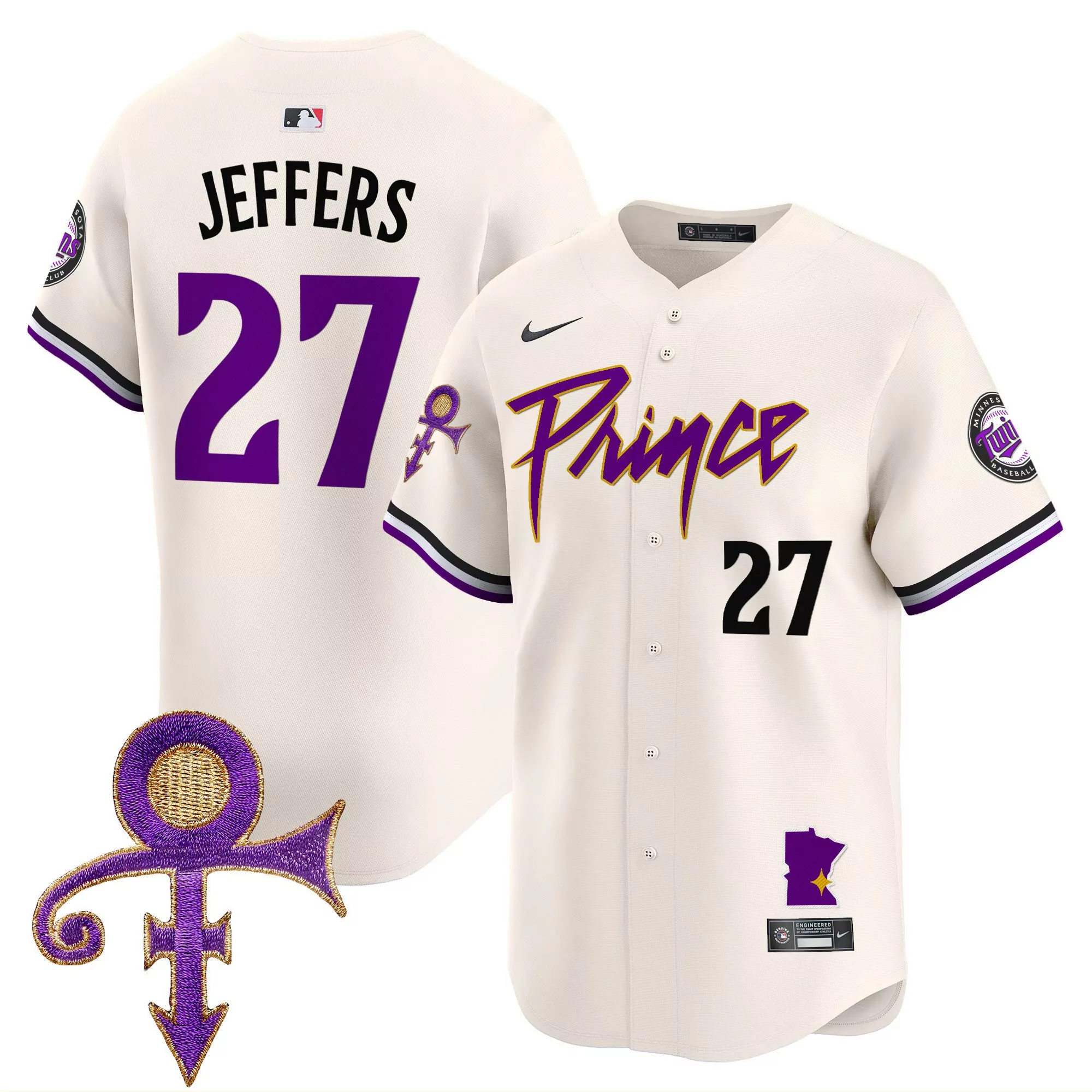 ryan jeffers cream mens minnesota twins prince patch vapor premier limited jersey all stitched