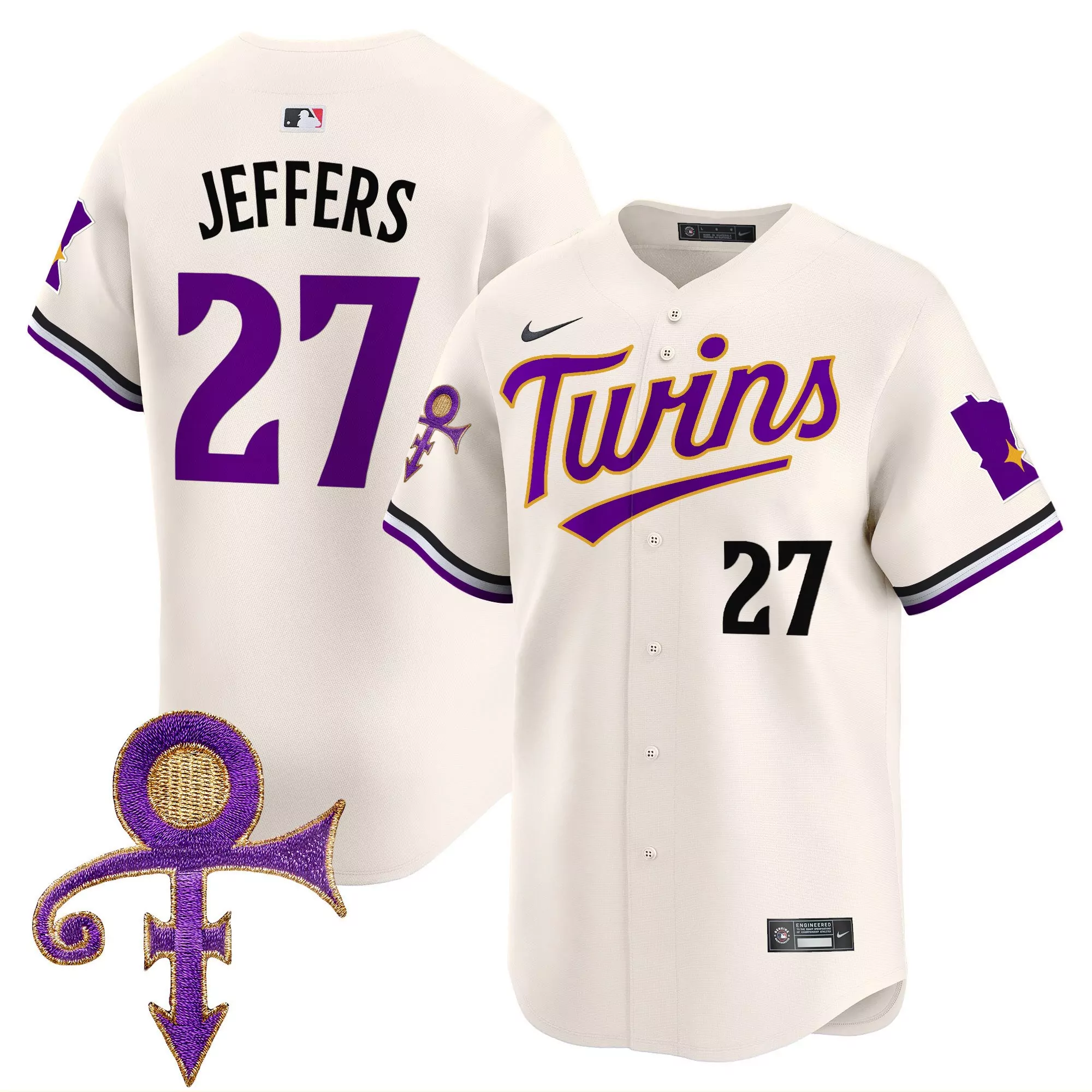 ryan jeffers cream mens minnesota twins prince patch vapor premier limited jersey all stitched