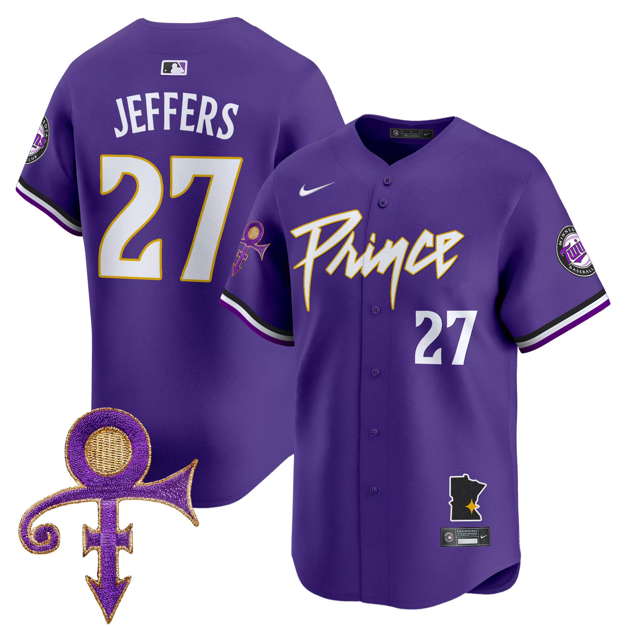 ryan jeffers purple mens minnesota twins prince patch vapor premier limited jersey v2 all stitched