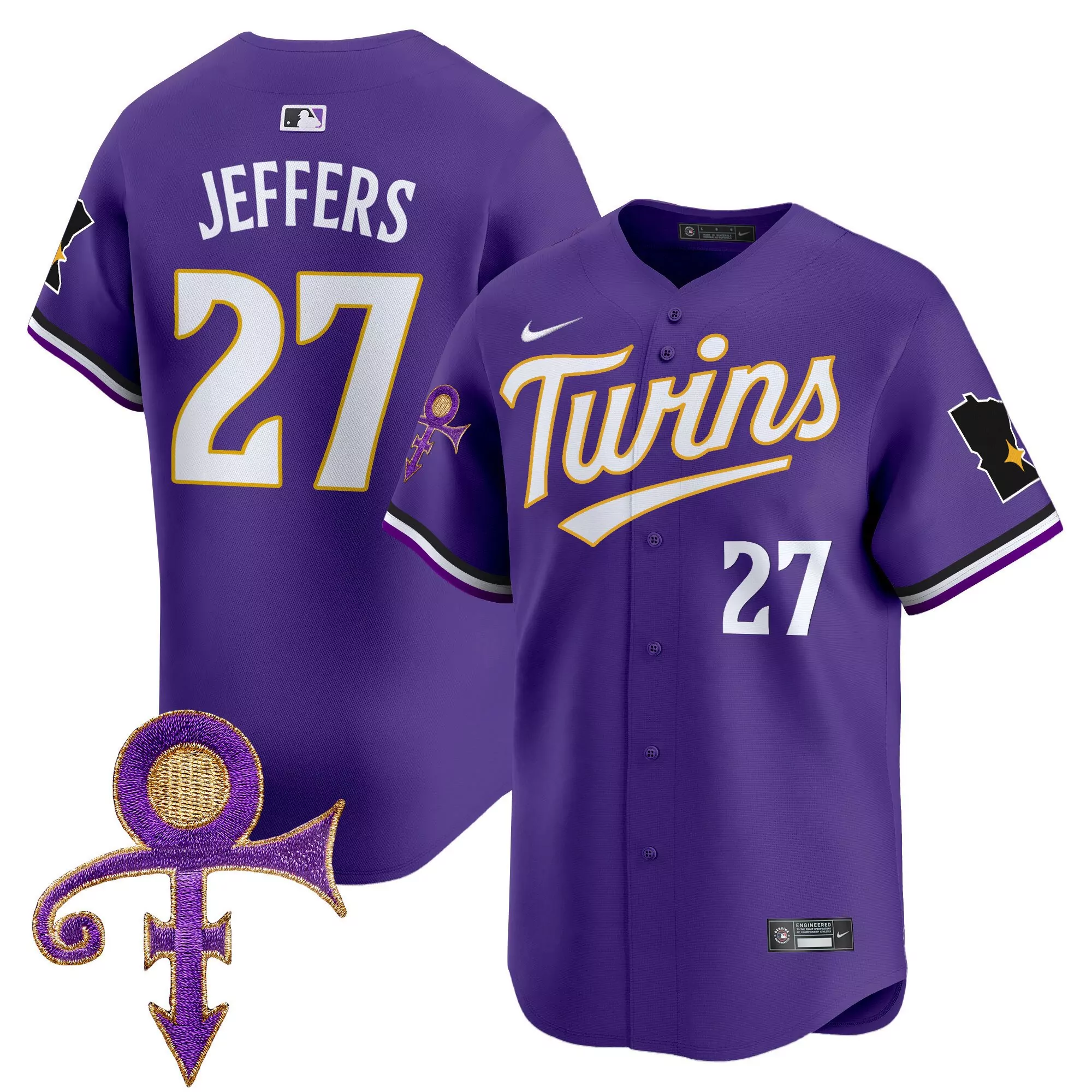 ryan jeffers purple mens minnesota twins prince patch vapor premier limited jersey v2 all stitched