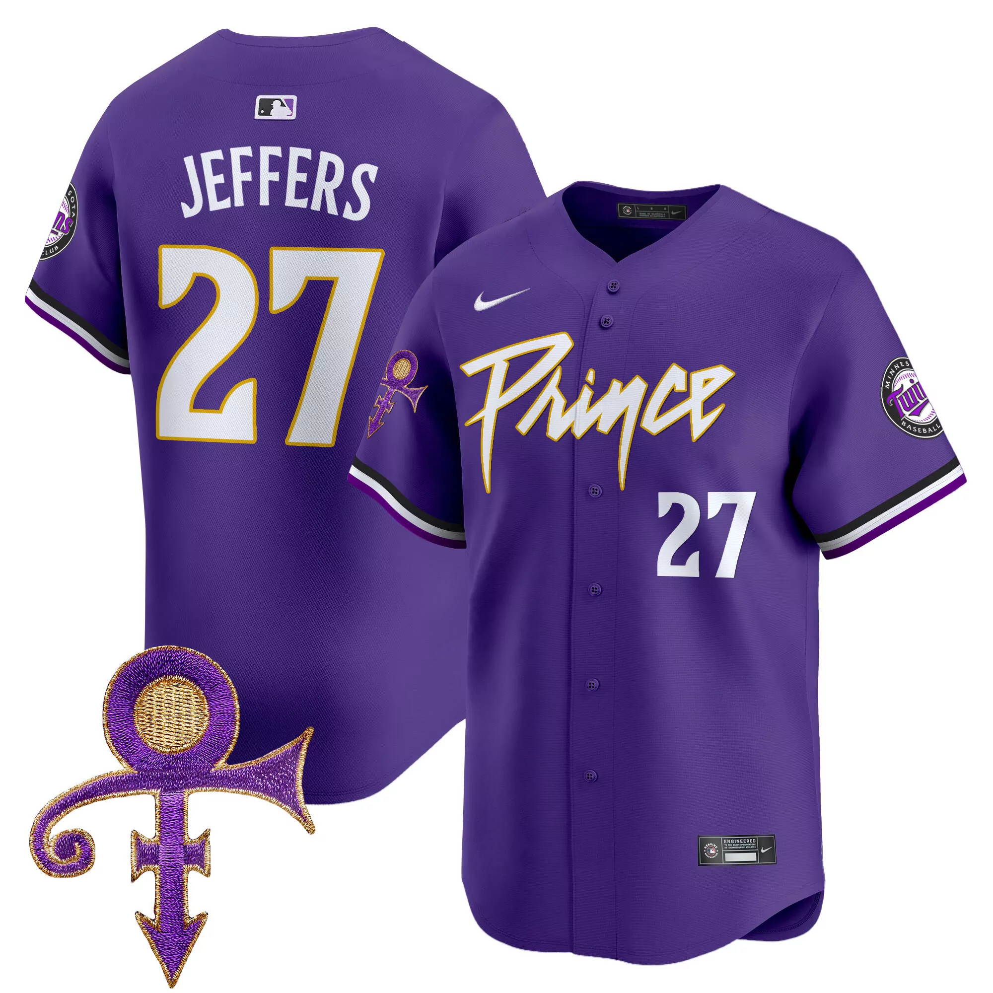 ryan jeffers purple mens minnesota twins prince patch vapor premier limited jersey v2 all stitched