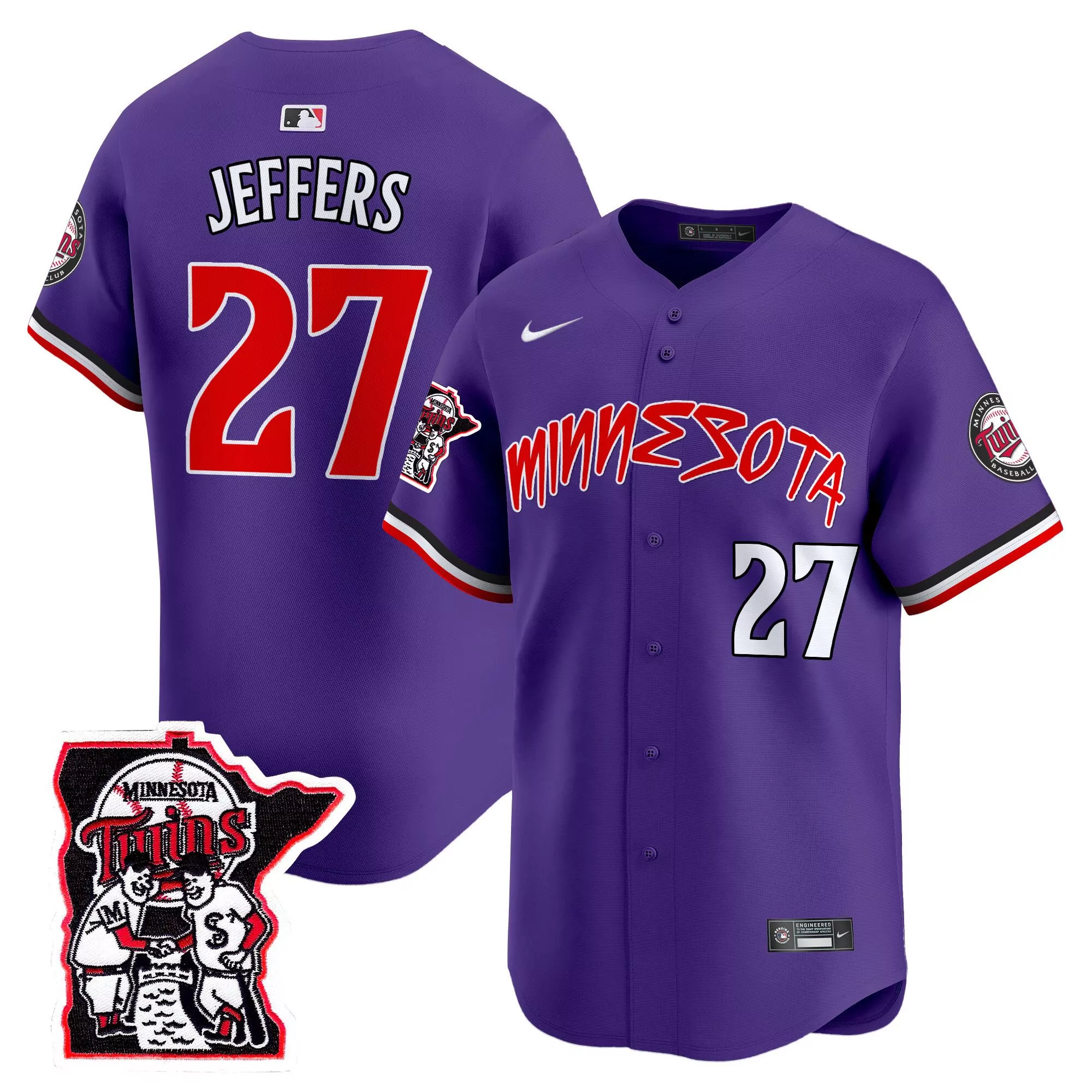 ryan jeffers purple mens minnesota twins prince patch vapor premier limited jersey v2 all stitched