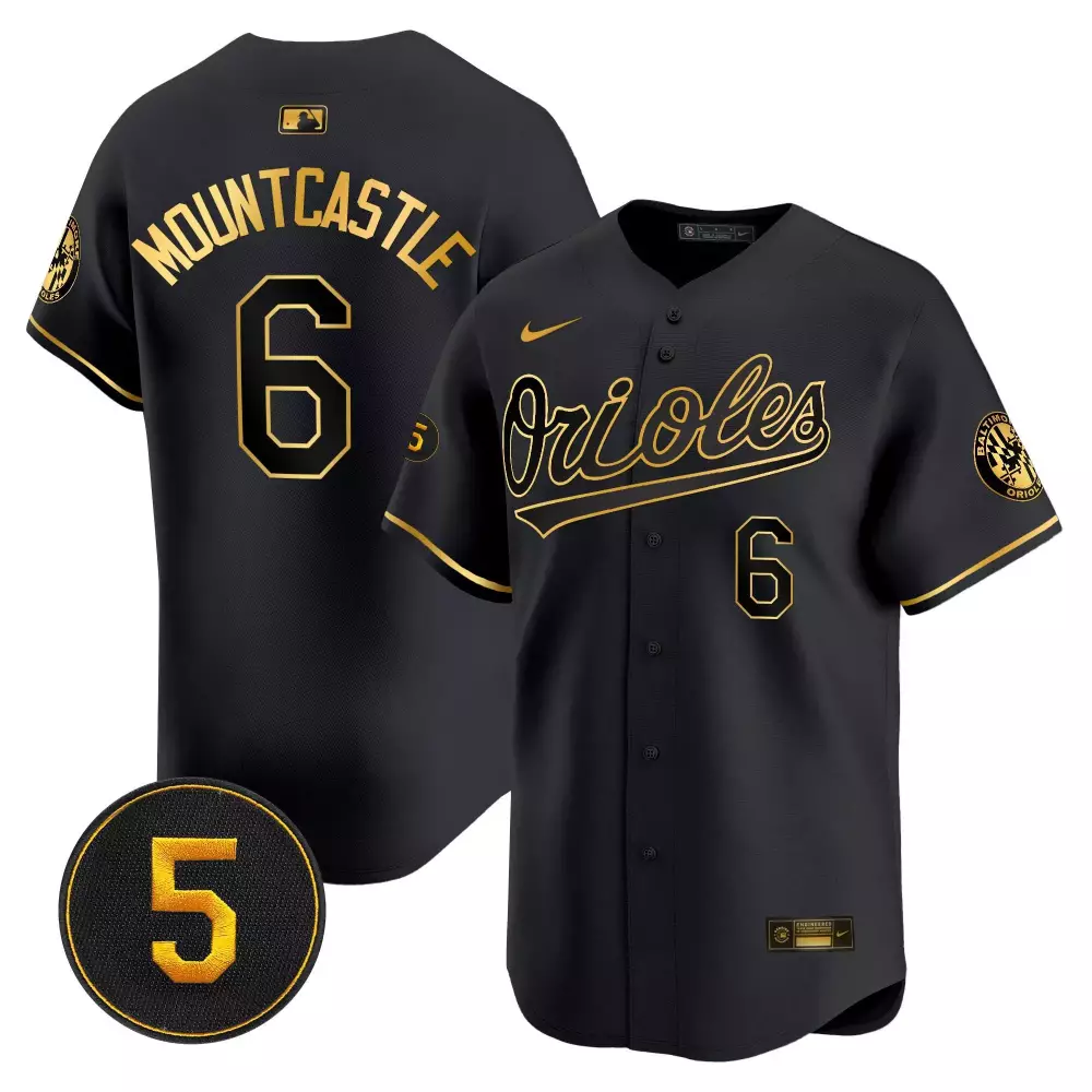 ryan mountcastle black gold mens baltimore orioles robinson patch vapor premier limited jersey all stitched