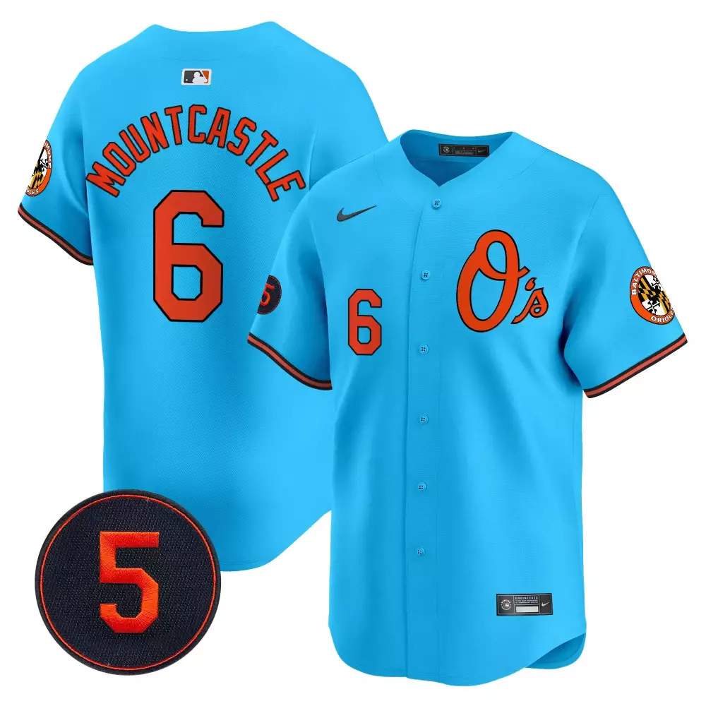 ryan mountcastle light blue men s baltimore orioles robinson patch vapor premier limited jersey v4 all stitched