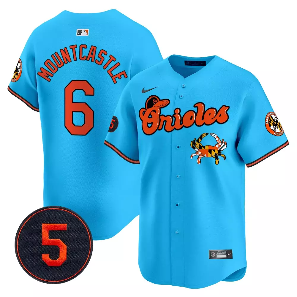 ryan mountcastle light blue men s baltimore orioles robinson patch vapor premier limited jersey v4 all stitched