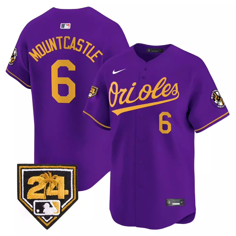 ryan mountcastle purple gold mens baltimore orioles 2023 special gold cool jersey all stitched