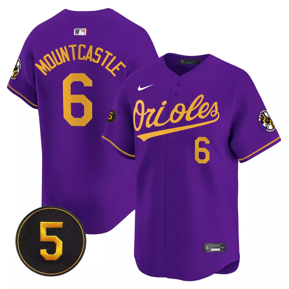 ryan mountcastle purple gold mens baltimore orioles 2023 special gold cool jersey all stitched